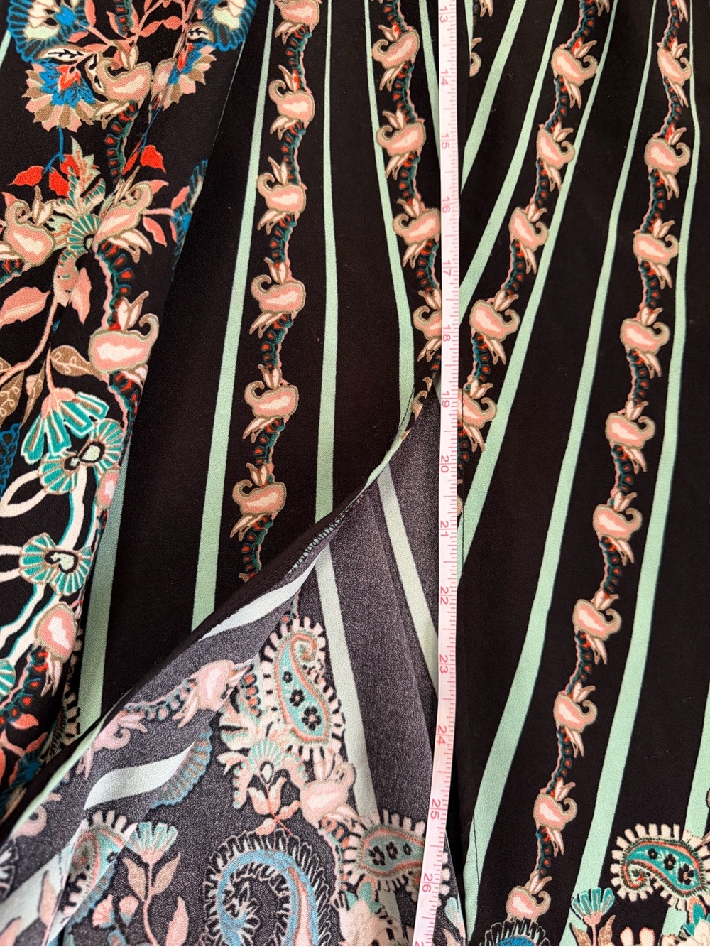 New York & Company Maxi Side-Slit Skirt Paisley Stretch Boho Casual Beach Cruise - Picture 6 of 9